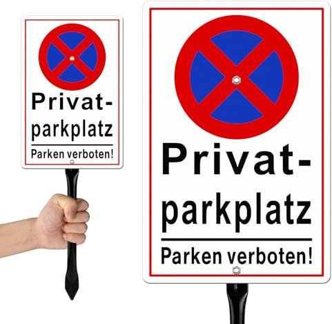 Goodvia Parken Verboten Schild mit Pfosten Halterung 30x20cm, Reflektierend,Metall,Höhe 45cm, Vertikal