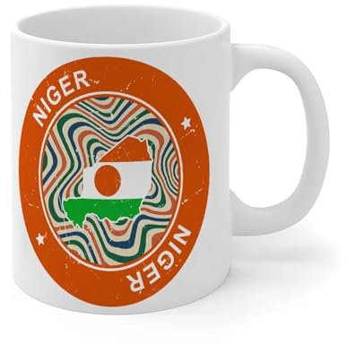 Wodevor Tasses à café du Niger 325 ml avec drapeaux nationaux de pays marins en voile - Cadeau d'anniversaire pour parents, maman, papa, en céramique - Blanc