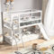 Litera 90x200 cm, casa Cama 2 niños, Cama Infantil con tobogán, Escalera y estantería, Cama Juvenil con Estructura de Listones y protección contra caídas, Cama de niña en habitación Infantil, Blanco