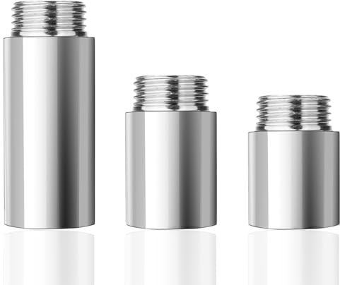 3 PCS Shower Head Extension Arm Stainless Steel Shower Extension Tube Straight Shower Hose Extension Arm 1/2 Female to 1/2 Male Bsp Thread Nipple for Handheld Shower Fixed Shower Head Piping