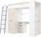 Hochbett mit Schreibtisch, Kleiderschrank und Bücherregal - Loftbett für Kinder - Komplettes Möbelset 236x120x190 cm - 90x200 cm Bettgröße - Linke Leiter - VERANA - (Weiß / Granada Mandel)