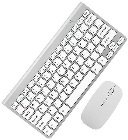 SHINEOFI Set Clavier Souris sans Fil Compact Combo Moderne Plug and Play Clavier Léger Au Revêtement Piano Résistant Et Souris Silencieuse pour Pc Ordinateur
