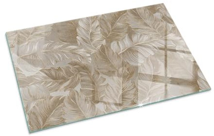 Placa para Chimenea 100x70 cm Protector de Suelo Cristal Templado Resistente a Altas Temperaturas Chispas y Arañazos Protector Decoración de la Sala de Estar - Hojas en Patrones sutiles