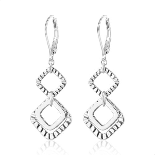 ALEXCRAFT Silber 925 Ohrringe Damen, Hängende Ohrringe Hypoallergen Lange Ohrring mit Geometrischer Anhänger Drop Ohrring HängendOhrringe Schmuck für Damen Mädchen