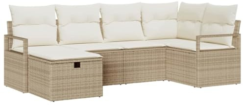 vidaXL Sofa Set 6 STK. 6-Sitzanzahl Beige und Creme Poly-Rattan