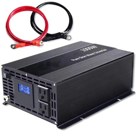 Convertisseur Tension Convertisseur Transformateur Panneau Solaire Onduleur 1000W Onde Sinusoïdale Onduleur 12V/24V/36V/48V DC À 100V/120V/220V/230V/240V AC Pur Sinus(12V,100V_France)