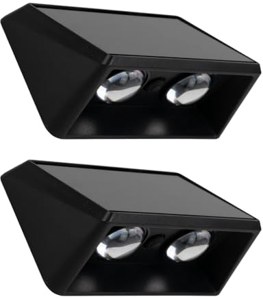 LUXULA 2 Stück Solar LED Wandleuchte außen 2-flammig, CCT, IP54 | 3000K 4000K 6500K, IP54, mit Akku und Solarpanel, 90° Abstrahlwinkel, Gartenleuchte kabellos für Haus, Garten und Terrasse