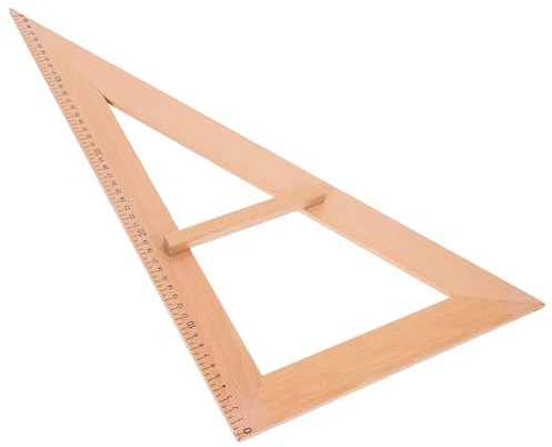 Gadpiparty Großes Dreiecks-Lineal aus Holz, Messwerkzeug für Lehrhilfen, Klassenzimmer, Geometrie, Zeicheninstrument mit Griff, wiederverwendbares pädagogisches Layout-Werkzeug für Lehrer