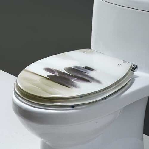 Zeihyeurus Abattant WC Standard,Siège De Toilette Transparent,Abattant WC Rond en RéSine,Abattant WC en Polyrésine,Abattant WC Résine antibactérienne,Facile à Nettoyer,pour Bain,Appartement