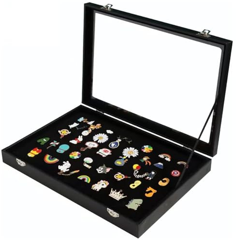 Techchii Anstecknadel Vitrine, 28x20cm Brosche Schmuck Aufbewahrungsbox, Versiegelt & Staubdicht, Aufbewahrung für Medaillen, Orden Abzeichen, Schmuck, Ohrringe und Halsketten