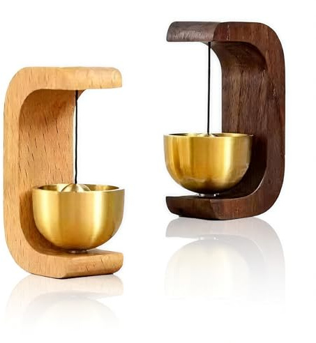 2 Pcs Door Bells, Wood Shopkeepers Bell, Hanging Door Chime When Door Opens | Self-Adhesive Door Bell for Door Opening, Easy Install Wall Hanging Bell for Home/Cafe/Store/Refrigerator Door Opening Alert