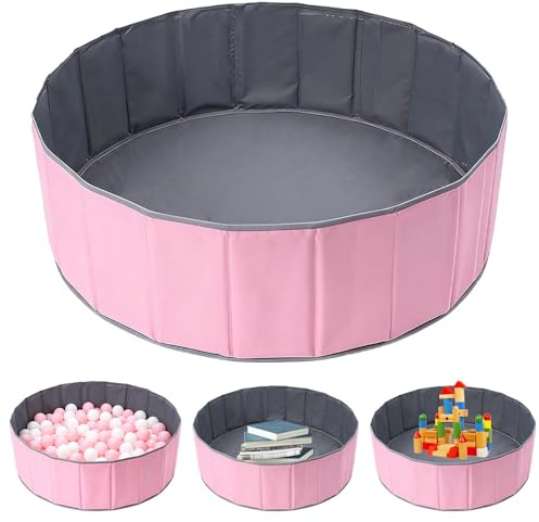 Ball Pit, 100cm Foldable Baby Ball Pit, Portable Ocean Ball Pits, Kids Play Ball Pool, Playhouse Playpen Ocean Ball Pool for Indoor & Outdoor Toddlers Girls Boy Nursery Baby Playpen, Pink