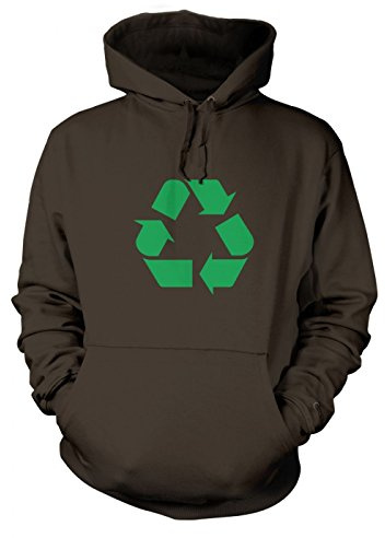 Green Recycling Symbol Hoodie - Hot Chocolate Large (44 Chest)