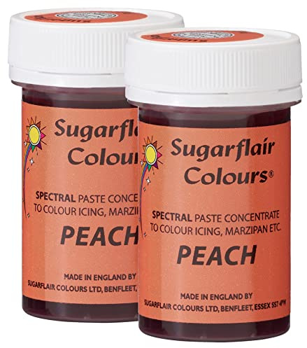 Sugarflair Spectral Peach Food Colouring Paste, Highly Concentrated for Use with Sugar Pastes, Buttercream, Royal Icing or Cake Mix, Vibrant Colour Dye - 25g (Pack of 2)