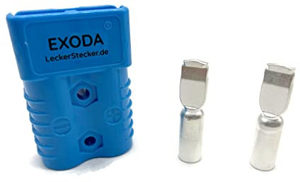 eXODA Kit de connecteur Chariot élévateur pour câble de batterie Prise de charge 175A 50 mm² Connecteur de câble bleu