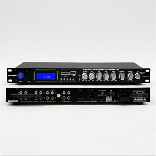 MUSYSIC Professional Audio Sound Processor Preamp Includes Aux/MP3, Sintonizzatore, USB/SD/BT, and Phono Input RCA Jacks with switchable 110V - 220V Power MU-PRE2H