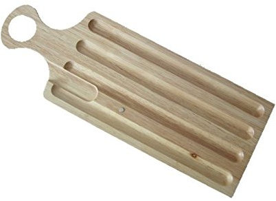 X 5 Solid Wood Oblong French Stick Bread Board with Crumb Catcher & Handle - Style 2