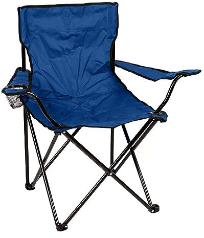 1x Blue Folding Canvas Camping Armchair - Adults Lightweight Folding Portable Outdoor Garden Beach Picnic Fishing Festival Camp Chairs - By Redwood