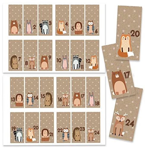 Papierdrachen 24 Adventskalender Zahlenaufkleber - Nr. 34 - Sticker 4 cm - zum Basteln und Dekorieren