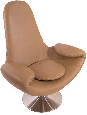 Vintage Line Drehsessel Quattro Caramel Brown Echtleder Edelstahl Designsessel
