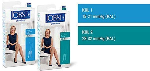 Kompressionsstrümpfe Jobst Ultra Sheer - AG Schenkelstrümpfe / KKL2 / I / anthrazit / offene Spitze / petite / Sensitive