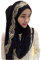 UK_Stone Damen Chiffon Einfarbig Muslimische Hijab Kopftuch Kopfbedeckung Islamischen Hijab Schal Indische Turban-Hüte Turbanmütze mit Champagner Muster, Schwarz