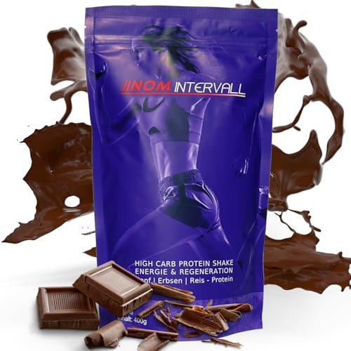 NOM Intervall Protein Pulver Schokolade - Hochwertiger Eiweißshake für den Muskelaufbau - leicht verträgliches Proteinpulver - Veganes Erbsen, Reis und Hanfprotein (400g)