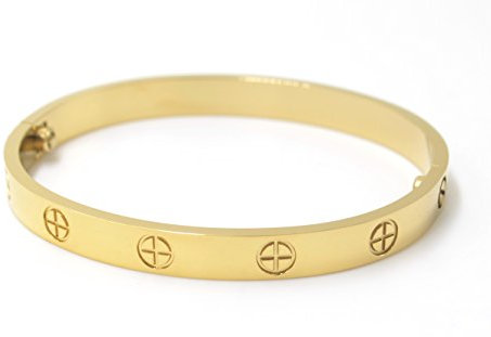 SEFILKO Luxuriöses Liebesarmband aus Vergoldetem Edelstahl im Einfachen Stil für Damen Herren (Gold Size 16)