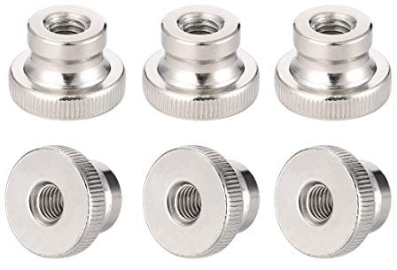 sourcing map Knurled Thumb Nuts, 6Pcs M8x1.25mm Iron Round Knobs Fasteners for 3D Printer Parts, Silver Tone