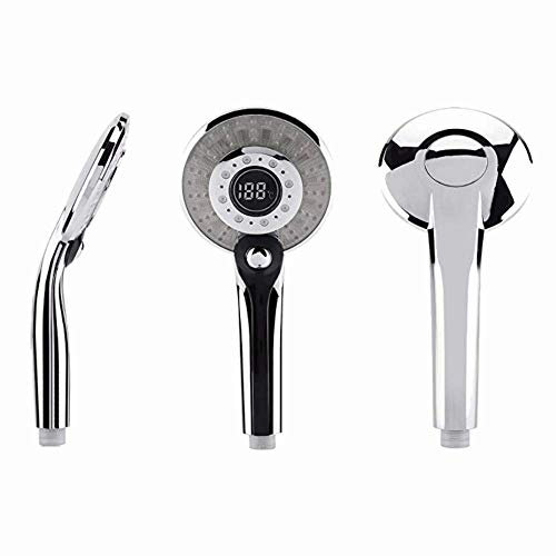 Fdit 3 Soffione Doccia palmare con Display Digitale a 3 modalità di spruzzatura con Luce a LED per Il Controllo della Temperatura a 3 Colori