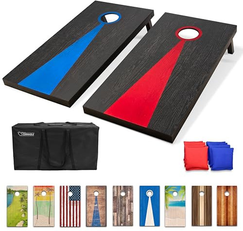 GoSports Unisex, Teenager CH-02-WN-BLACKREDBLUE Cornhole Board Set, One Size