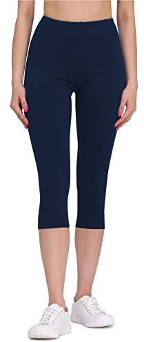 Bellivalini Damen Leggings Bequeme und atmungsaktiv Leggings 3/4 aus Viskose BLV50-148 (Dunkelblau, M)