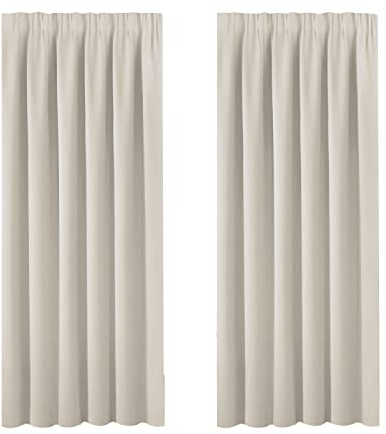 BellaHills Blackout Curtain Thermal Pencil Pleat Window Curtain Panels for Privacy Protect & Light Block Soft Panels for Living Room with Two Matching Tie Backs 46 x 72 Inch, 2 Panels, Cream Beige