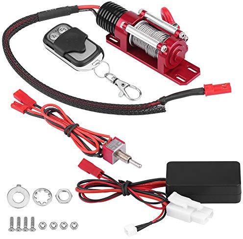 Jadpes RC Car Metal Winch Bumper, Metal Winch Remote Control Climbing Car Accessory Bumper Installation With Winch Remote Control for 1/10 Scale RC Model Vehicle Crawler Car