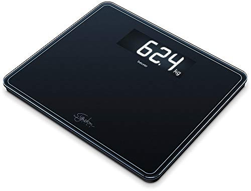 Beurer GS 410 black Signature Line Glas-/Personenwaage, mit extra großer Trittfläche aus Sicherheitsglas, stylischem Schwarz-Display im XXL-Format und Tragkraft bis 200 kg