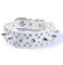 haoyueer Collar de perro de cuero con tachuelas con pinchos, con remaches de bala y diamantes de imitación, suave y ajustable para perros medianos y grandes (M, blanco)