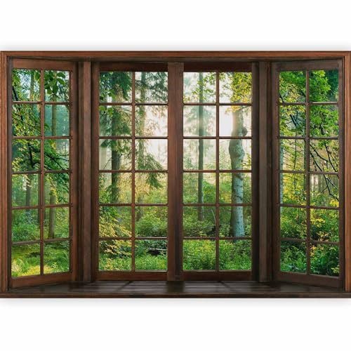 murando Photo Wallpaper Window View 196x140 cm Peel and Stick Self-Adhesive Foil Print Wall Mural Wand Trees Nature c-C-0432-a-a