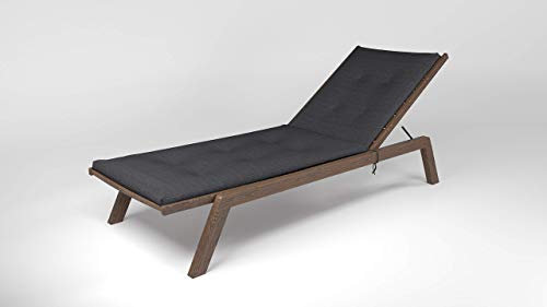 Rollmayer Sitzkissen wasserdicht und regenfest für Sonnenliege mit Steppung Auflage Polster für Gartenliege Liegestuhl Strandliege Kollektion Velvet (Grafit 219, 190x54x4cm - 2er Set)