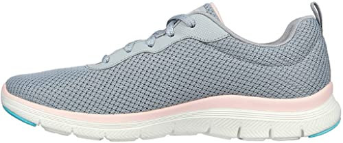 Skechers Damen Flex Appeal 4.0 Brilliant View Sneaker, Gray Mesh Light Pink Trim, 37.5 EU