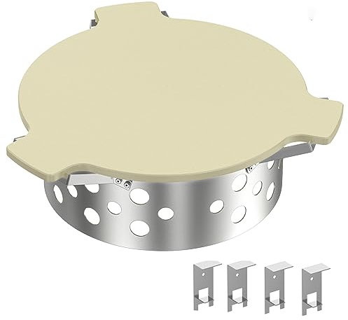 Skyflame Charcoal Heat Controller for 22” Kettle Grills, Stainless Steel BBQ Smoking Gilling Kit with Ceramic Heat Deflector Plate - U.S. Design Patent, Turns Your Charcoal Grill Into a Smoker