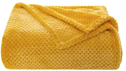 MIULEE Kuscheldecke Granulat Fleecedecke Flanell Decke Weich Flauschig Einfarbig Wohndecken Couchdecke Sofadecke Blanket für Bett Sofa Schlafzimmer Büro, 150x200 cm Golden