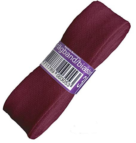 Sandras-Bastelladen Schrägband/Einfassband Baumwolle Uni gefalzt 3m x 20mm 764-Dunkel Weinrot