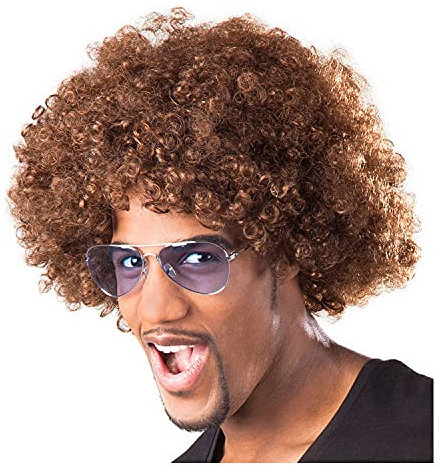 WOOOOZY NEU Perücke Unisex Herren Super-Riesen-Afro Locken, braun - SPARPACK mit 6 Stück