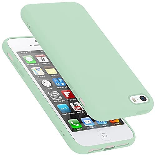Cadorabo cover compatibile con Apple iPhone 5 / 5S / SE 2016, cover in silicone liquido per iPhone 5 / 5S / SE 2016, custodia in silicone, resistente ai graffi - LIQUID VERDE CHIARO