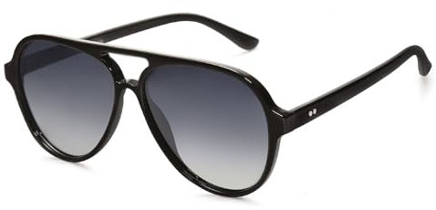 SOJOS Polarisiert Sonnenbrille Herren Damen Retro Quadratisch Brille 70er Vintage Groß Sonnenbrille SJ2201 mit UV400 Schutz, Schwarz Rahmen/Grau Linse