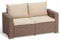 Allibert by Keter Gartenlounge Sofa California 2-Sitzer, cappuccino/sand, inkl. Sitz- und Rückenkissen, Kunststoff, runde Rattanoptik, 141x68x72 cm