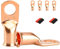 4 PCS Battery Terminal Connectors, Battery Cable Ends Lugs, 2/0 Gauge Wire Connectors, 2/0 AWG 1/2 Stud Ring Terminals, Copper Wire Lugs with Heat Shrink Tubing.