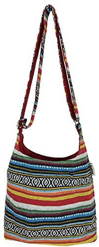 Sunsa Damen Umhängetasche. Hobo Tasche aus gewebter Baumwolle mit verstellbare Henkel. Crossbody Schultertasche mit Streifen Design. Geschenkideen für Frauen/Mädchen (Bunt)