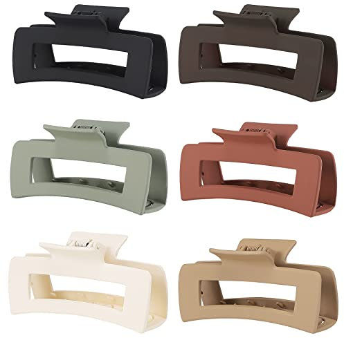 Sisiaipu Lot de 6 grandes pinces à cheveux carrées de 10,2 cm pour femmes - Pinces à cheveux rectangulaires antidérapantes en acrylique - Accessoires pour cheveux pour filles - Marron