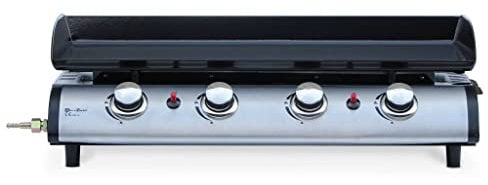 sweeek - Plancha de Gas con 4 quemadores de Acero Inoxidable,10kW, Porthos 4, Negro